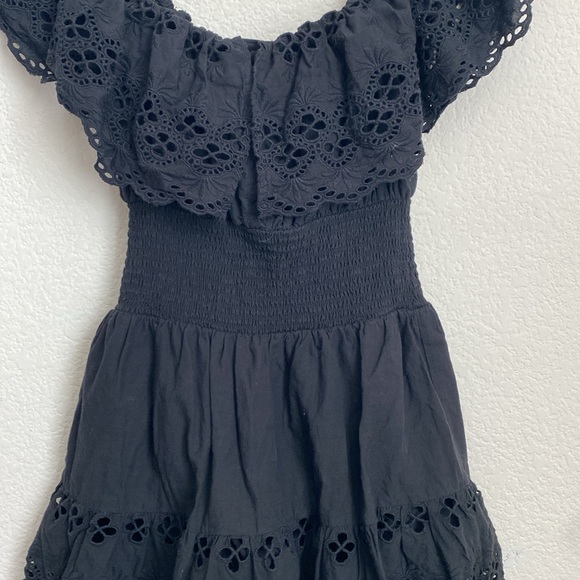Lovers & Friends Black Dallas Eyelet Off The Shoulder Mini Dress Size s - Picture 8 of 9